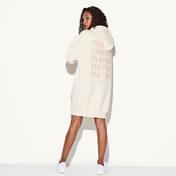 playboy Women's Repeat Print Hoodie Dress Women's - Dresses Sand
