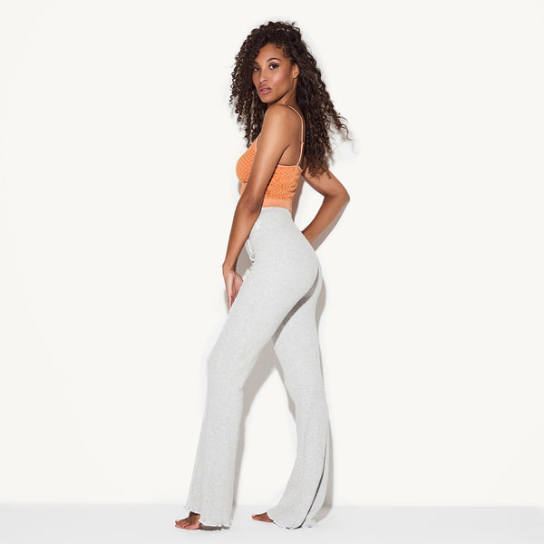 Playboy Women's Ribbed Flare Pants Women's - Pants Heather Grey