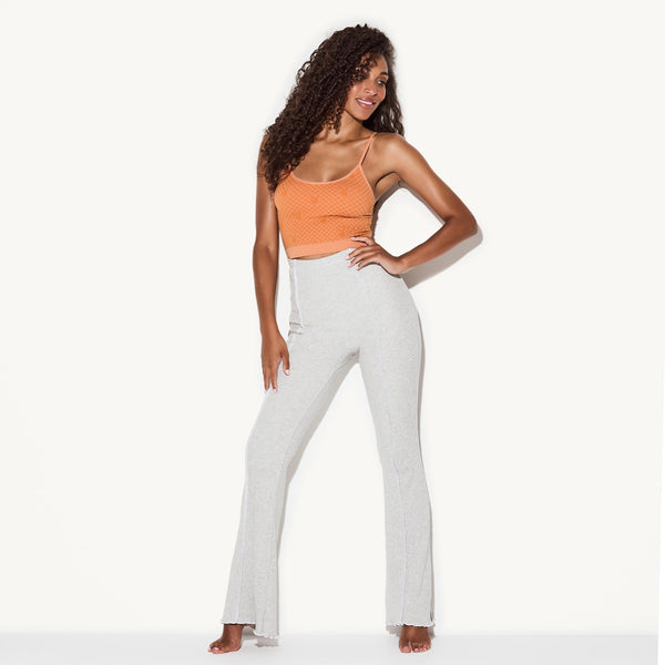 playboy Women's Ribbed Flare Pants Women's - Pants Heather Grey