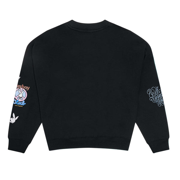 Playboy Women's Smile Club Oversized Crewneck Sweatshirt Women's - Sweatshirts One Size Fits Most