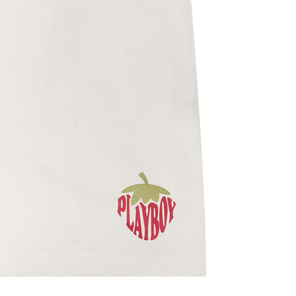 Playboy Women's Strawberry Love Boyfriend Sweatshort Women's - Shorts White Alyssum