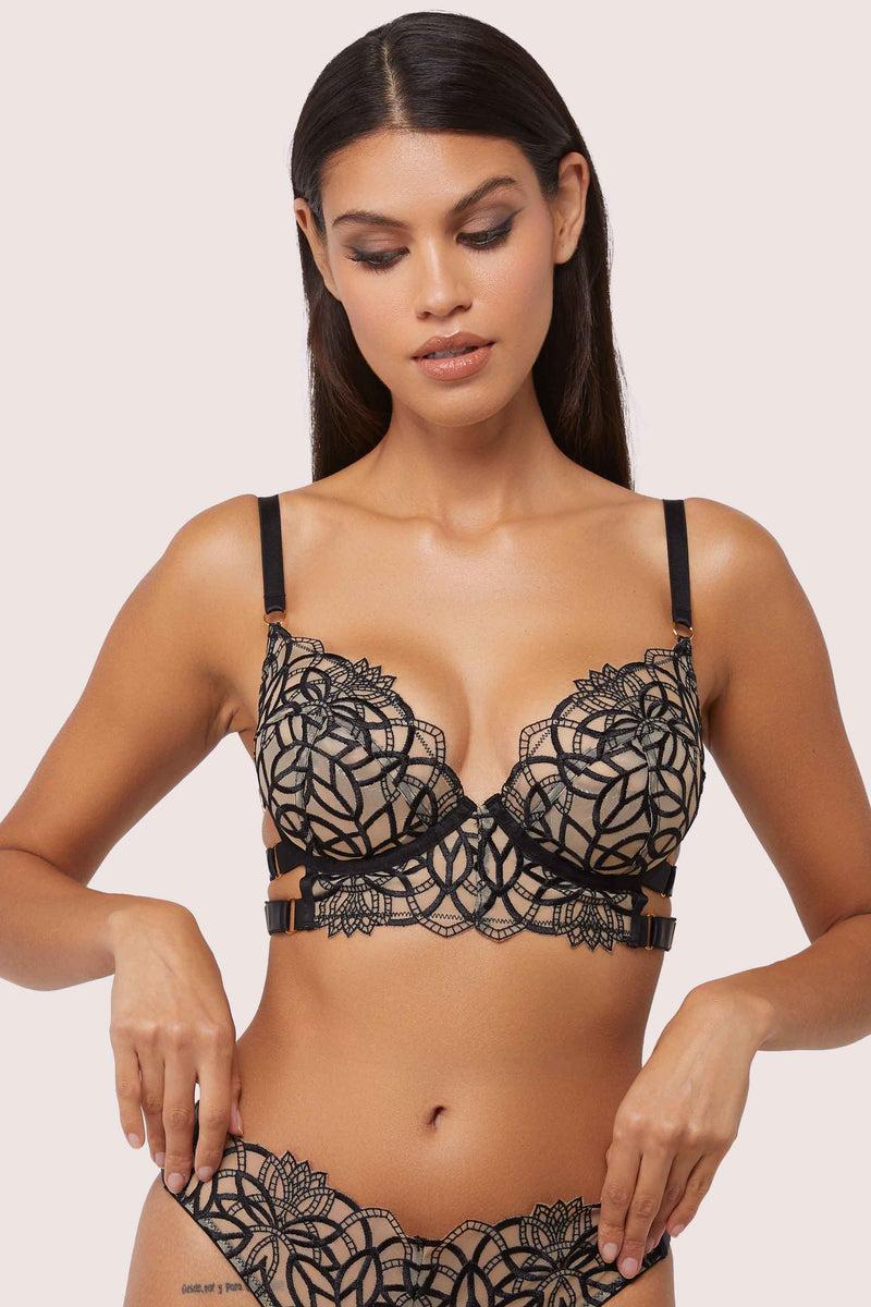 Playful Promises Aisha Black Optical Embroidery Ring Bra