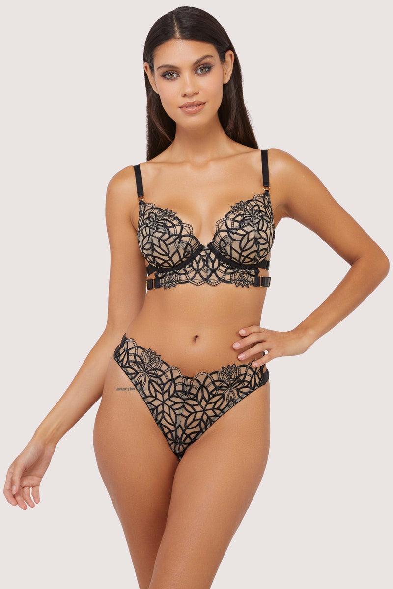 Playful Promises Aisha Black Optical Embroidery Ring Bra