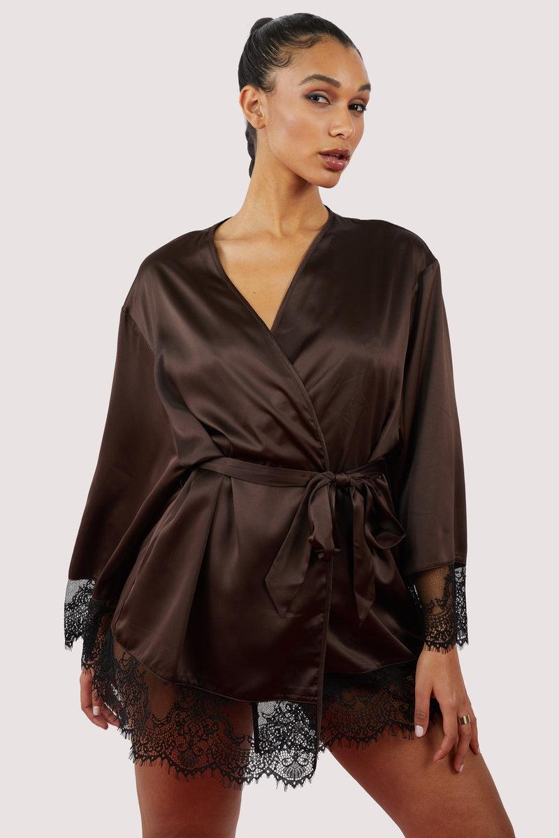 playful promises Alaia Chocolate Brown Caged Kimono