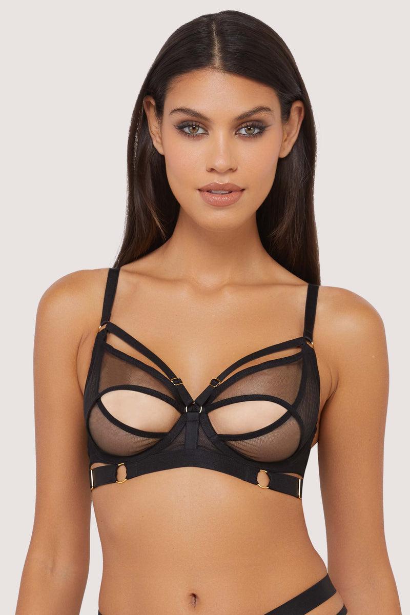 Playful Promises Alexa Black Mesh Overlay Thick Strap Bra