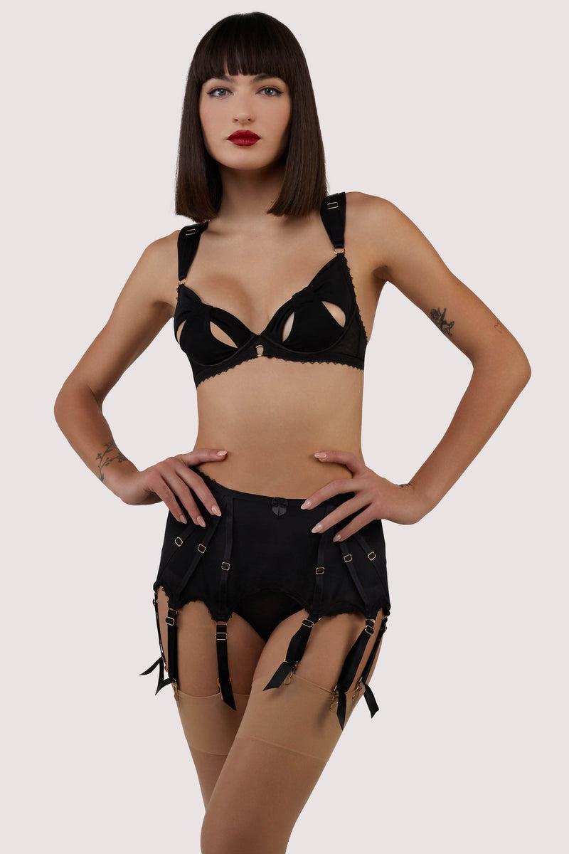 playful promises Anita Black Mesh 10 Strap Retro Fetish Suspender Belt