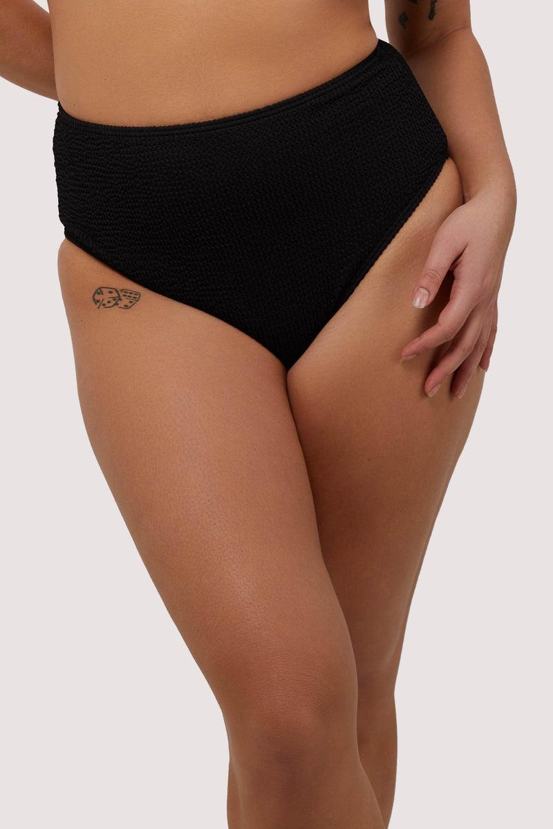 playful promises Black Textured High Waisted Bikini Bottom