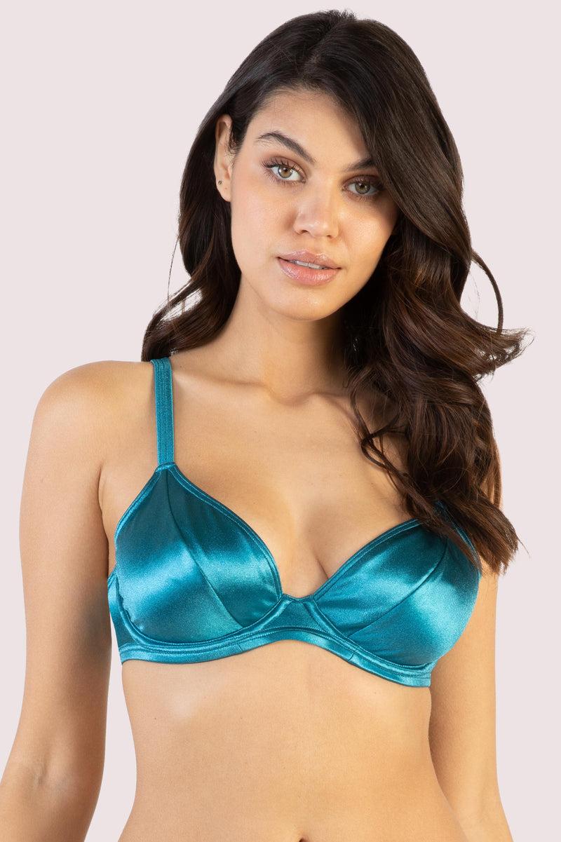 Playful Promises Blue Shine Wired Plunge Bikini Top Fuller Bust Exclusive