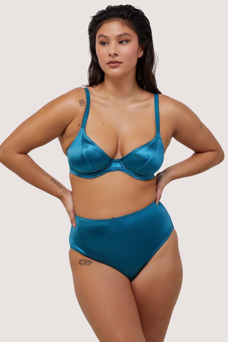 playful promises Blue Shine Wired Plunge Bikini Top Fuller Bust Exclusive