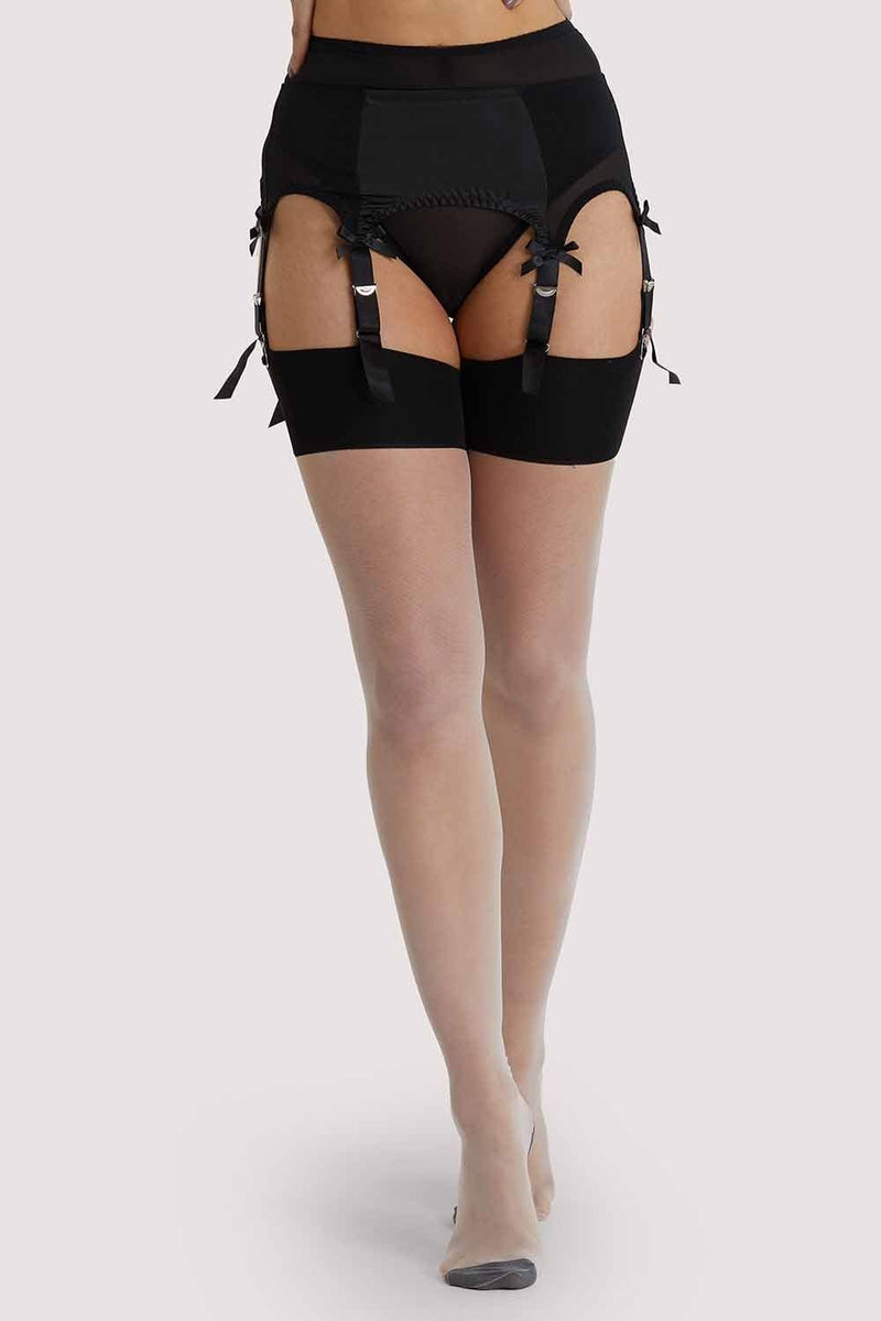 Playful Promises Bow Back Seam Stockings Creme De Peche