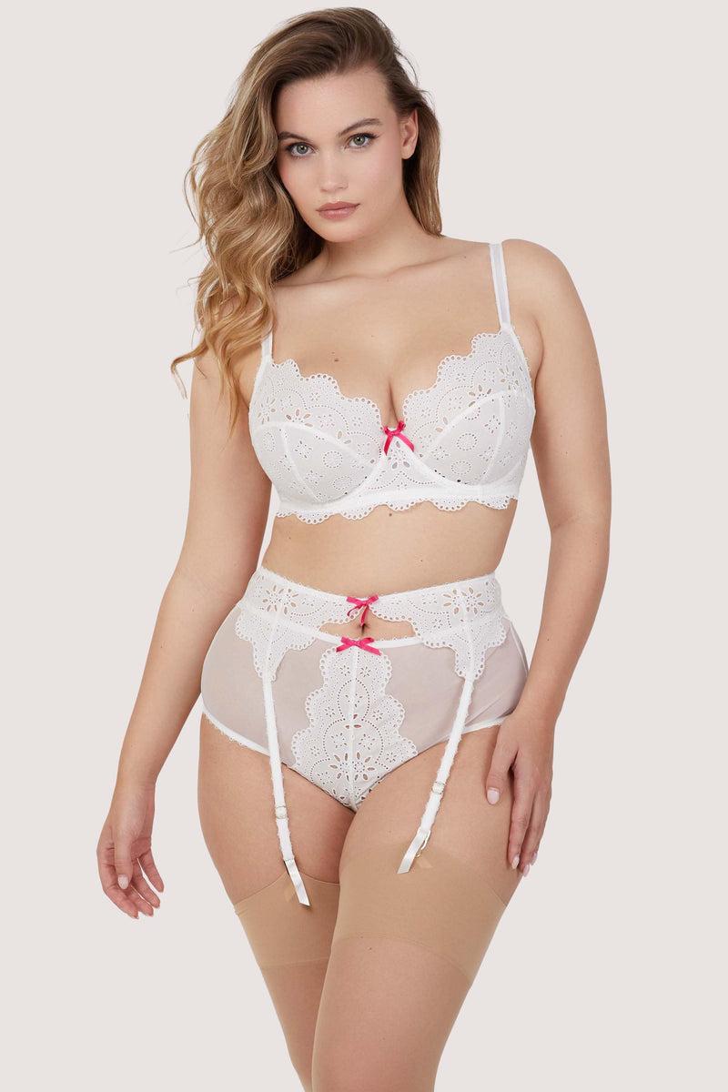 Playful Promises Camille White Broderie Suspender Belt