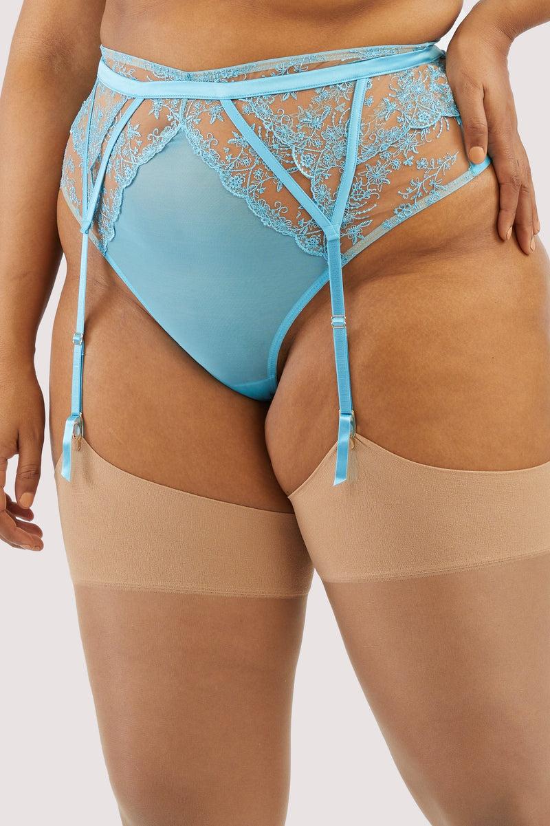Playful Promises Cassia Blue Floral Embroidery Suspender