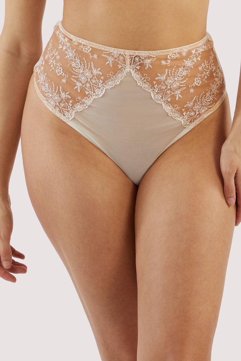 playful promises Cassia Ivory Floral Embroidery High Waisted Thong