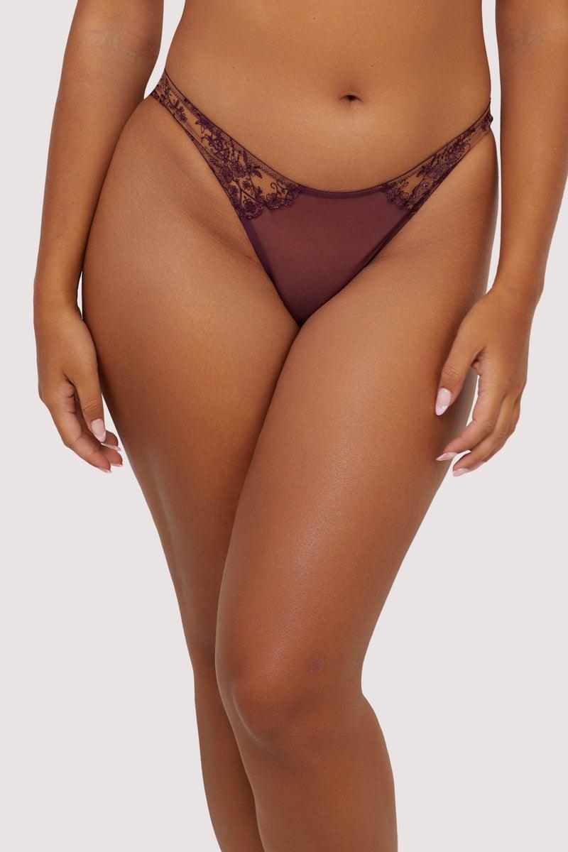playful promises Cassia Wine Custom Embroidery Closed Brief