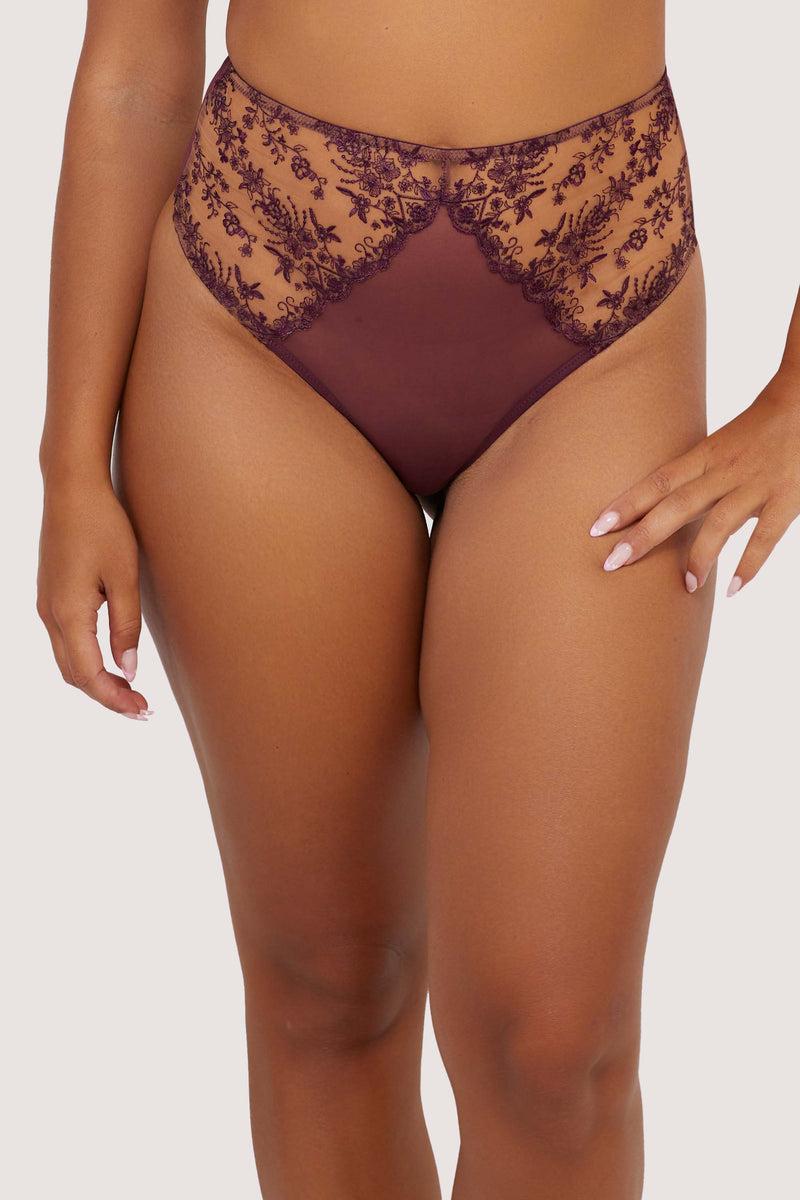 playful promises Cassia Wine Custom Embroidery High Waisted Thong