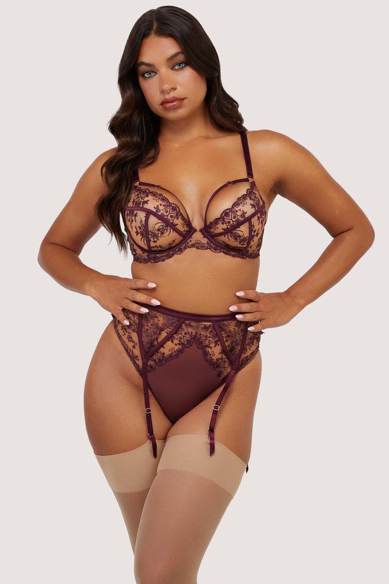 Playful Promises Cassia Wine Custom Embroidery Suspender