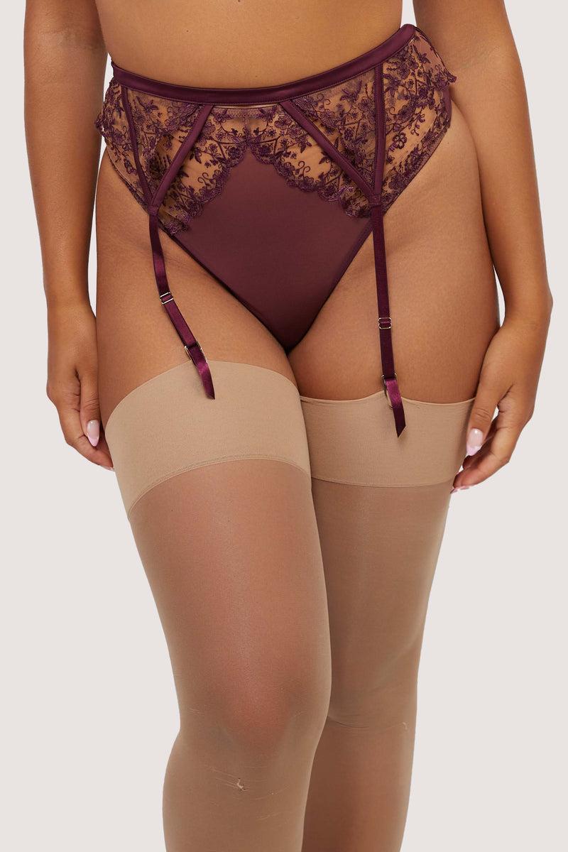 playful promises Cassia Wine Custom Embroidery Suspender