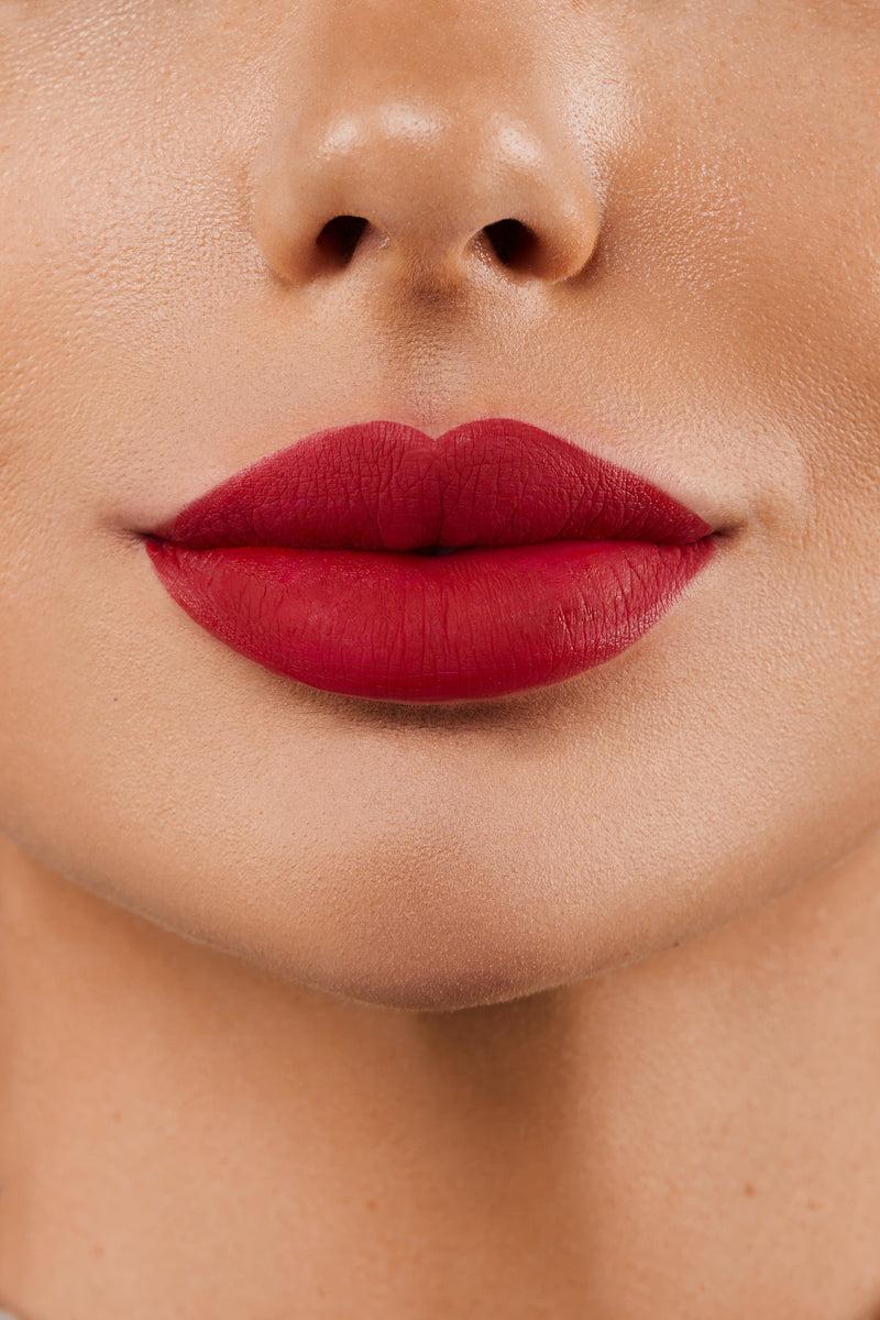 Playful Promises Cherry Red Tease Transfer Resistant Long Lasting Matte Liquid Lipstick