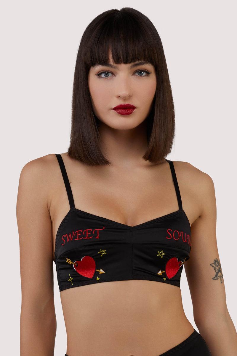 playful promises Clara Black Sweet And Sour Retro Embroidery Bralette