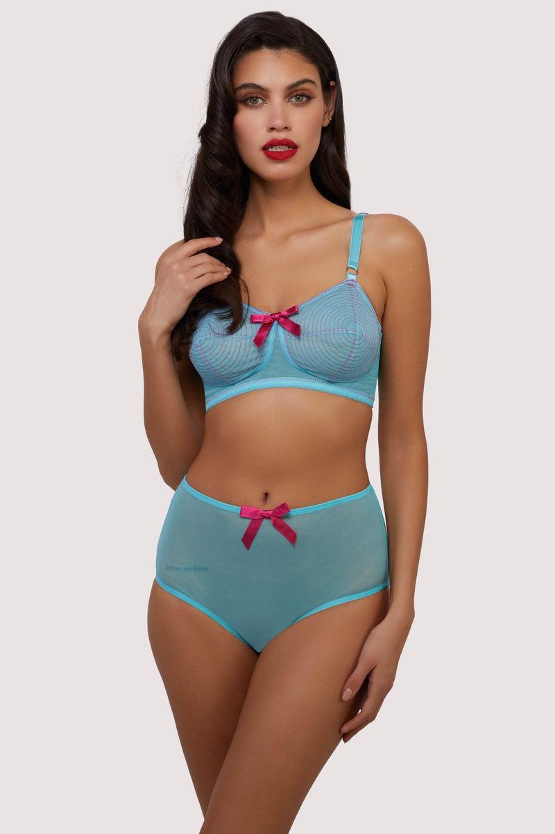 Playful Promises Cleo Contrast Stitch Mesh Retro High Waisted Brief