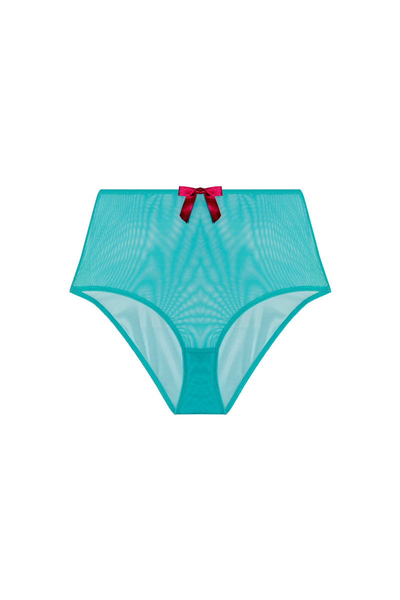 Playful Promises Cleo Contrast Stitch Mesh Retro High Waisted Brief