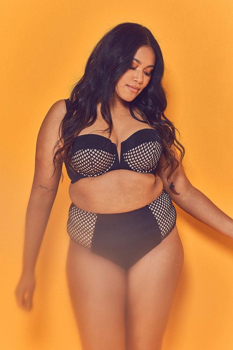 Playful Promises Cyra Fishnet Panel Bikini Brief Curve