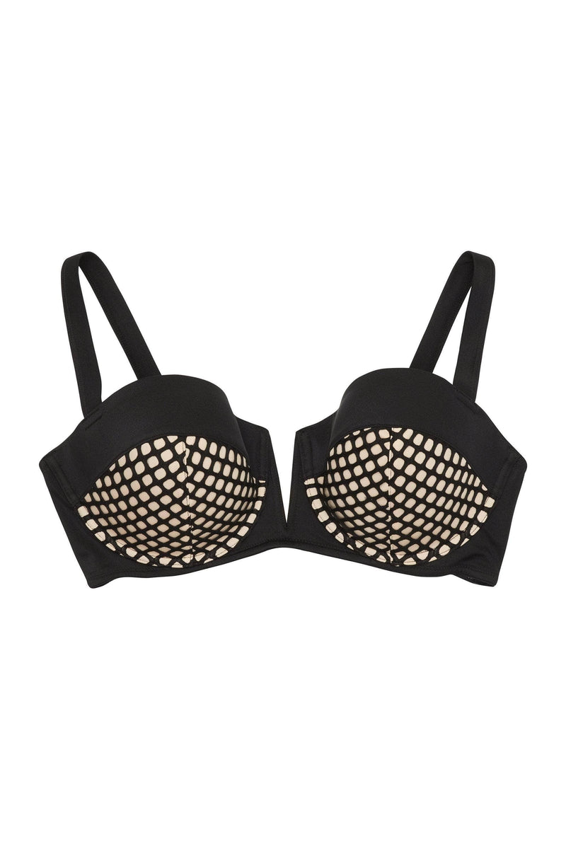 Playful Promises Cyra Fishnet Panel Underwired Bikini Top Curve