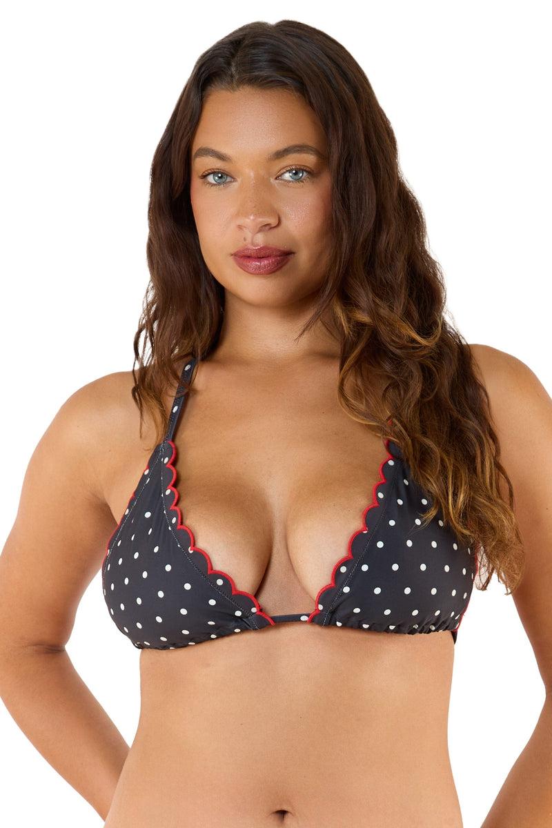 Playful Promises Dottie Polka Dot Scallop Triangle Top With Contrast Edge