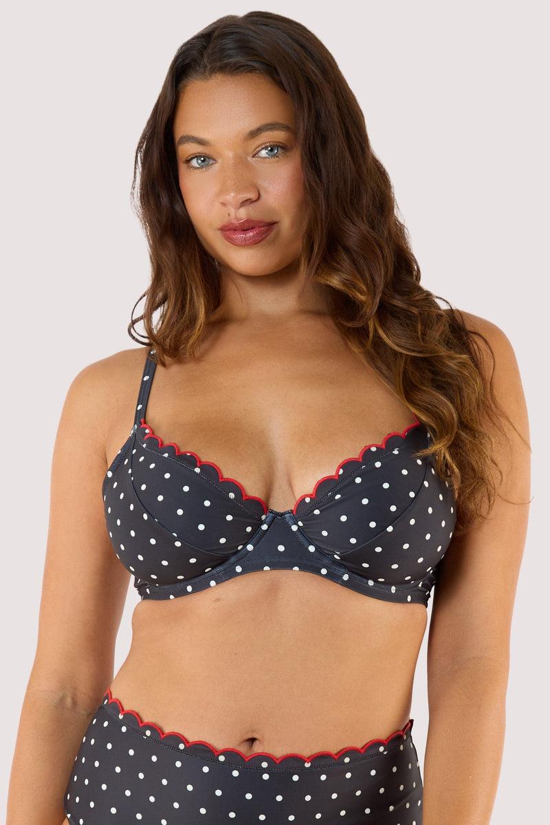 Playful Promises Dottie Polka Dot Scallop Underwired Plunge Top