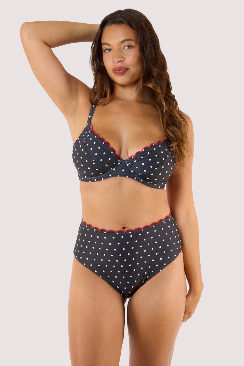 Playful Promises Dottie Polka Dot Scallop Underwired Plunge Top