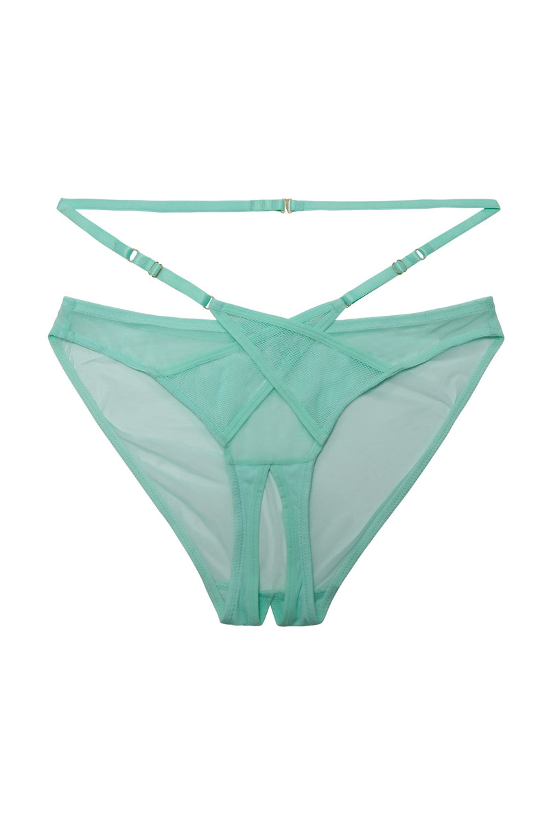 playful promises Eddie Aqua Crossover Wrap Crotchless Brief