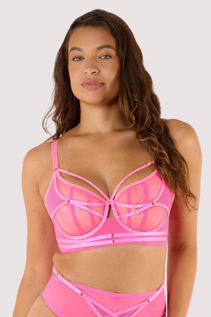 Playful Promises Eddie Neon Pink Crossover Balconette Bra