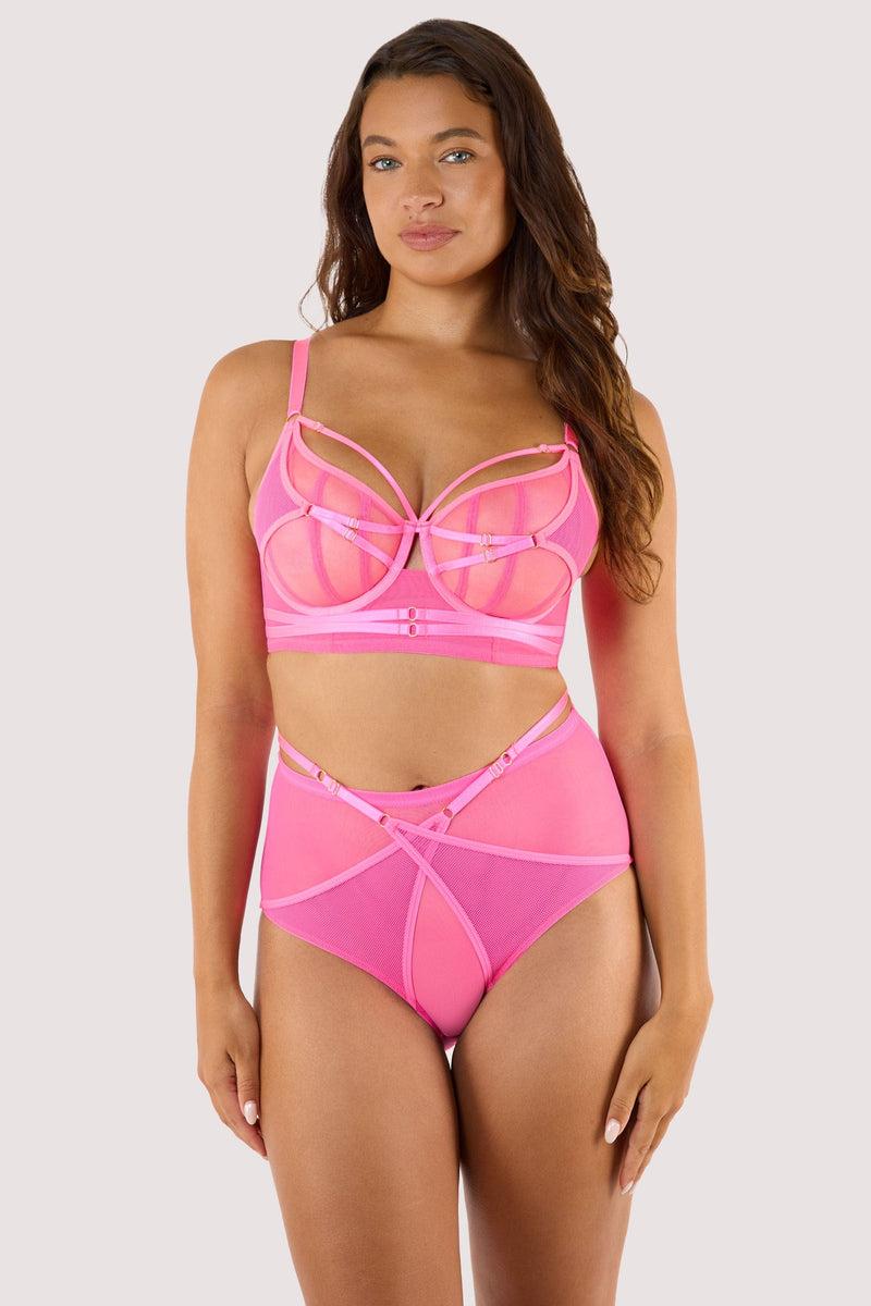 Playful Promises Eddie Neon Pink Crossover High Waist Brief