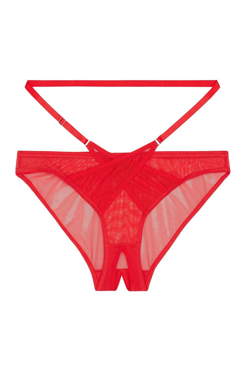 playful promises Eddie Red Crossover Wrap Crotchless Brazilian Brief