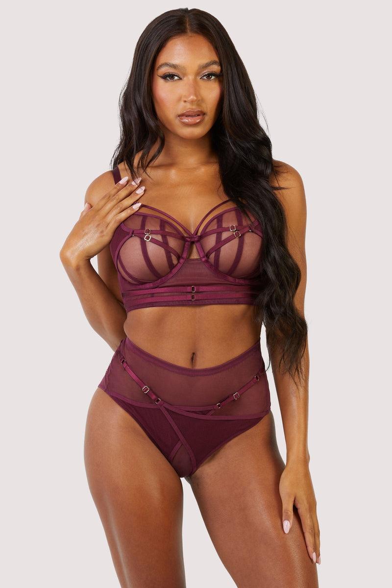 Playful Promises Eddie Wine Crossover High Waist Brief