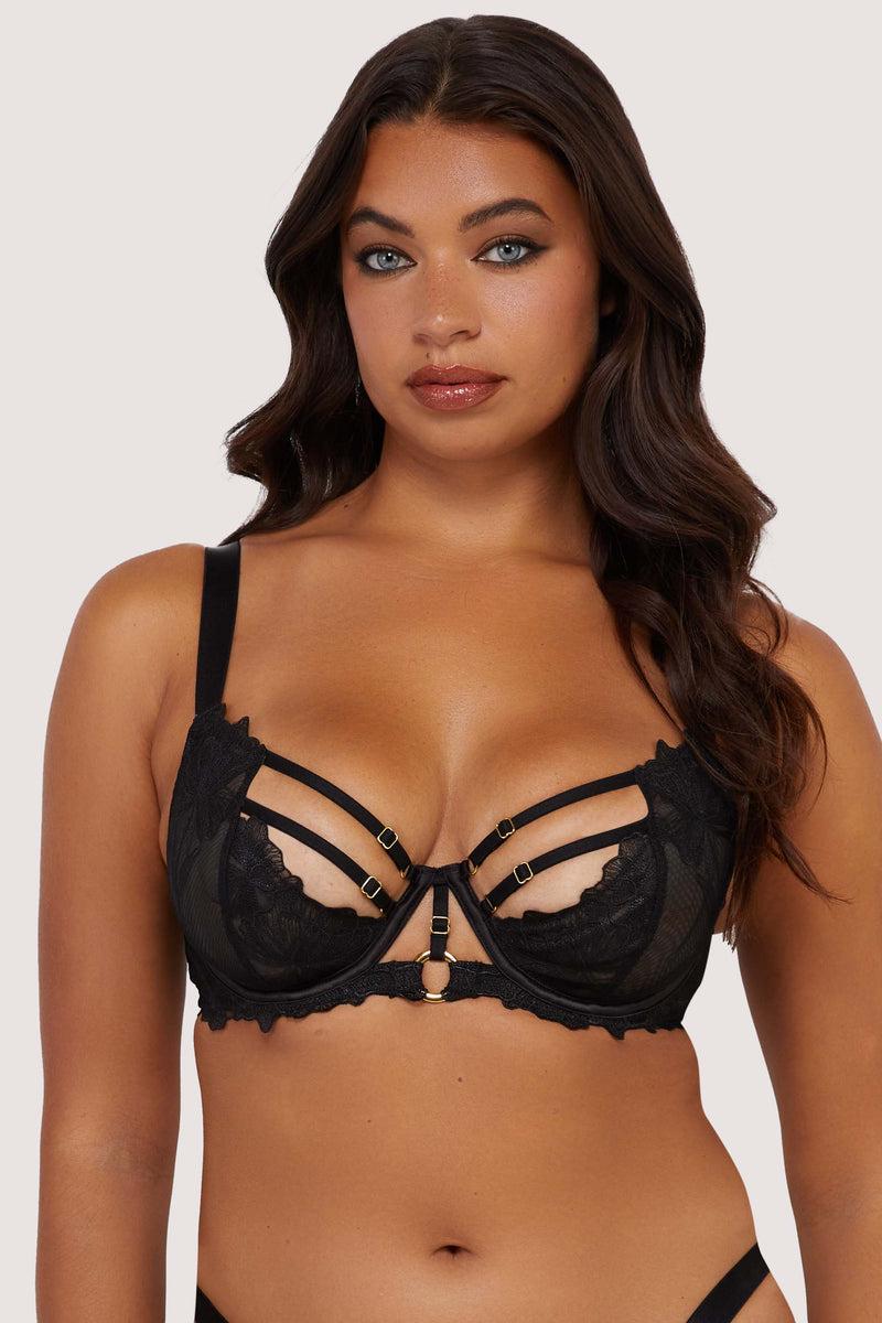 Playful Promises Eleanor Black Strappy Embroidery Balconette Bra