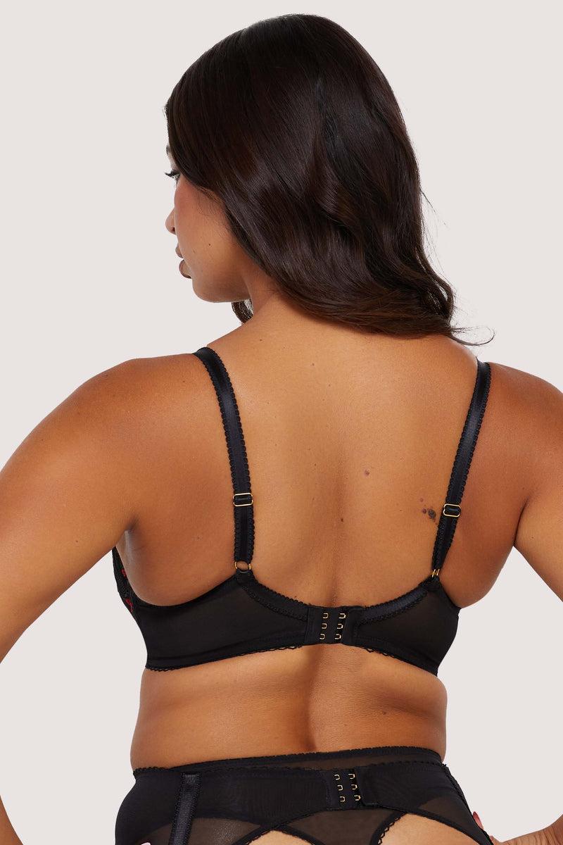 Playful Promises Elodie Black And Red Rosebud Embroidery Quarter Cup Bra