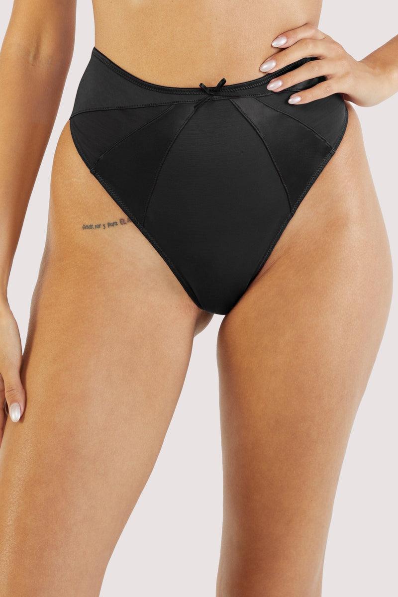 playful promises Etta Black Mesh And Satin High Waist Thong