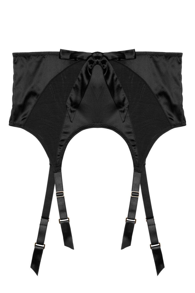 Playful Promises Etta Black Mesh And Satin Suspender Belt
