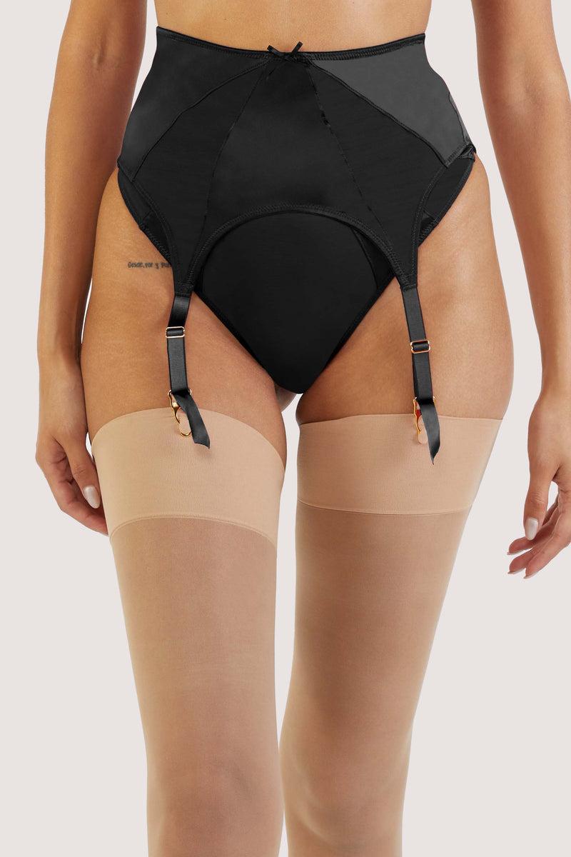 playful promises Etta Black Mesh And Satin Suspender Belt