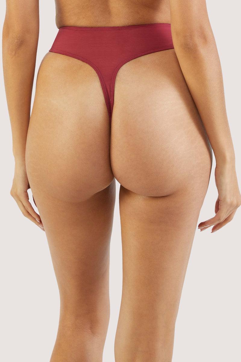 Playful Promises Etta Red Mesh And Satin High Waist Thong