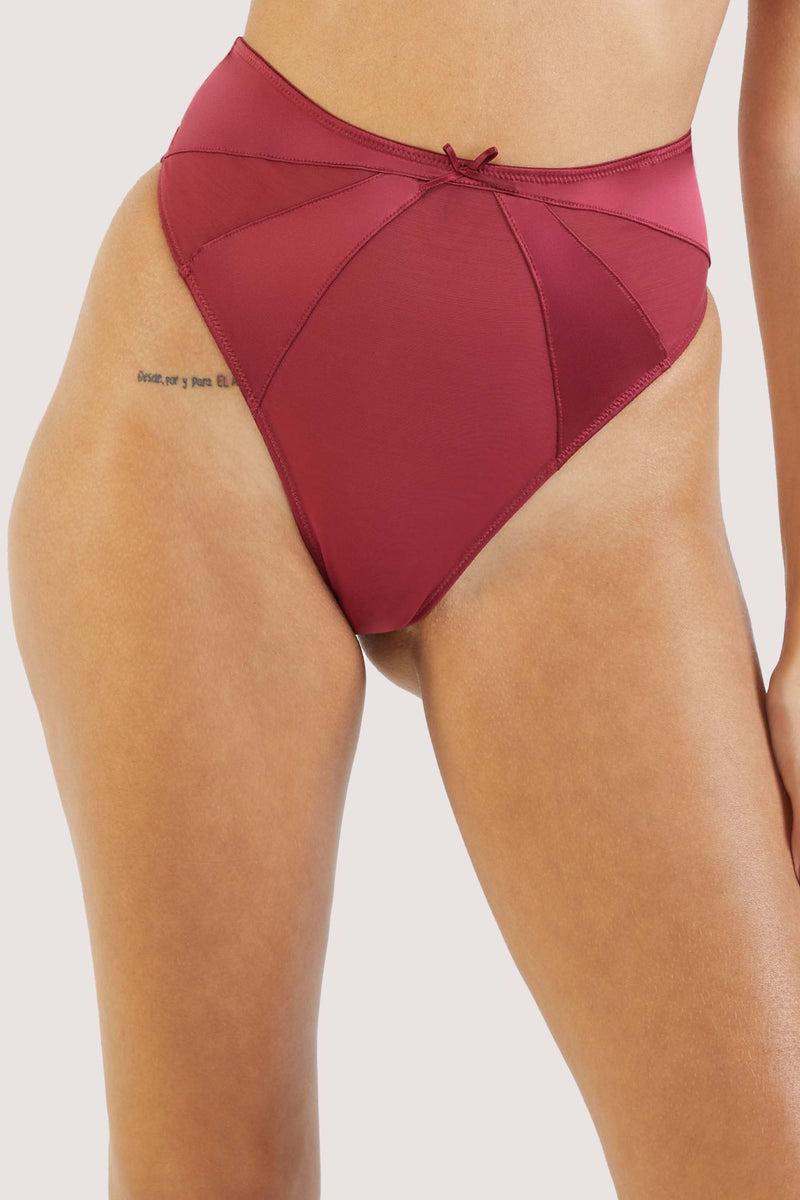 playful promises Etta Red Mesh And Satin High Waist Thong