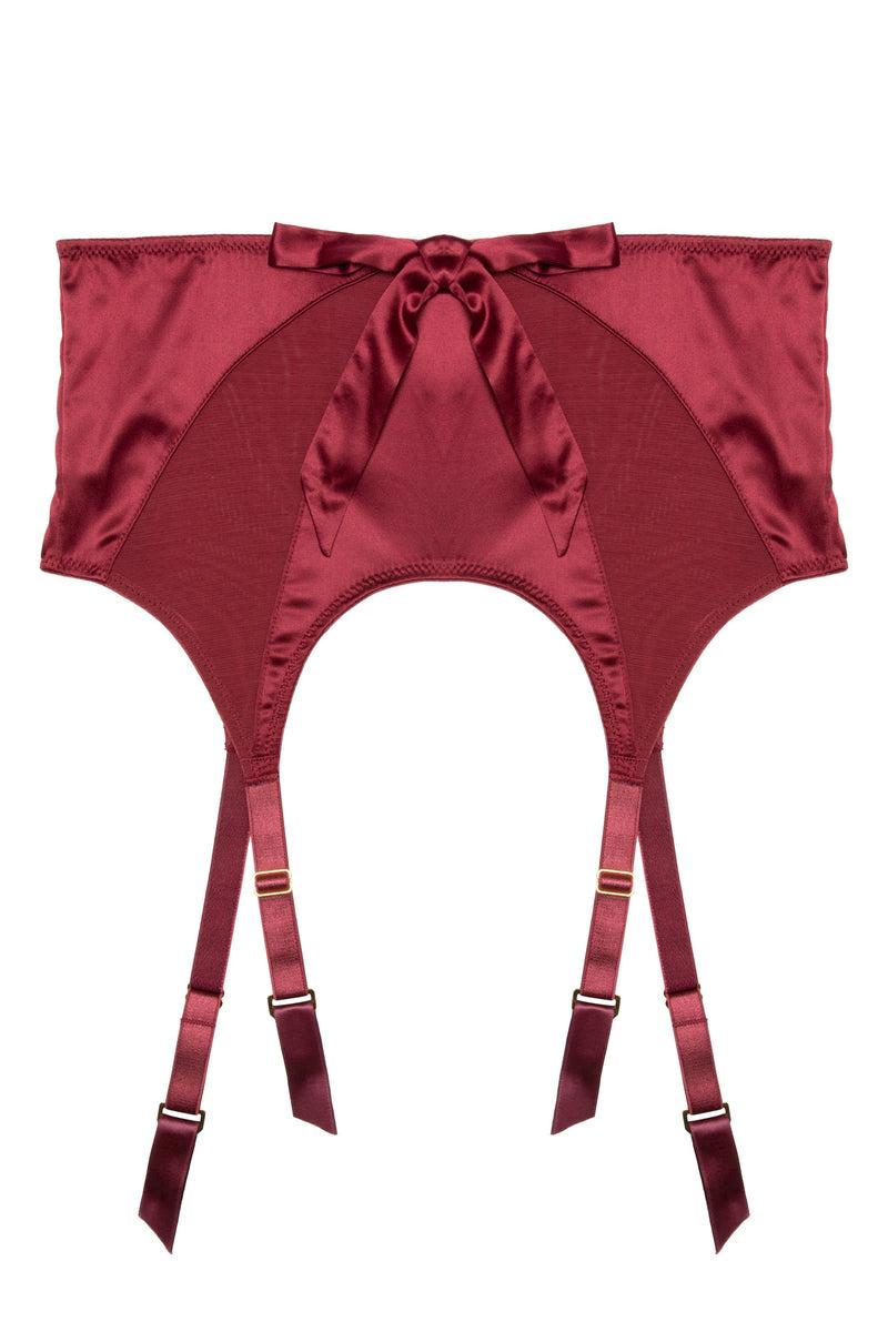 Playful Promises Etta Red Mesh And Satin Suspender Belt