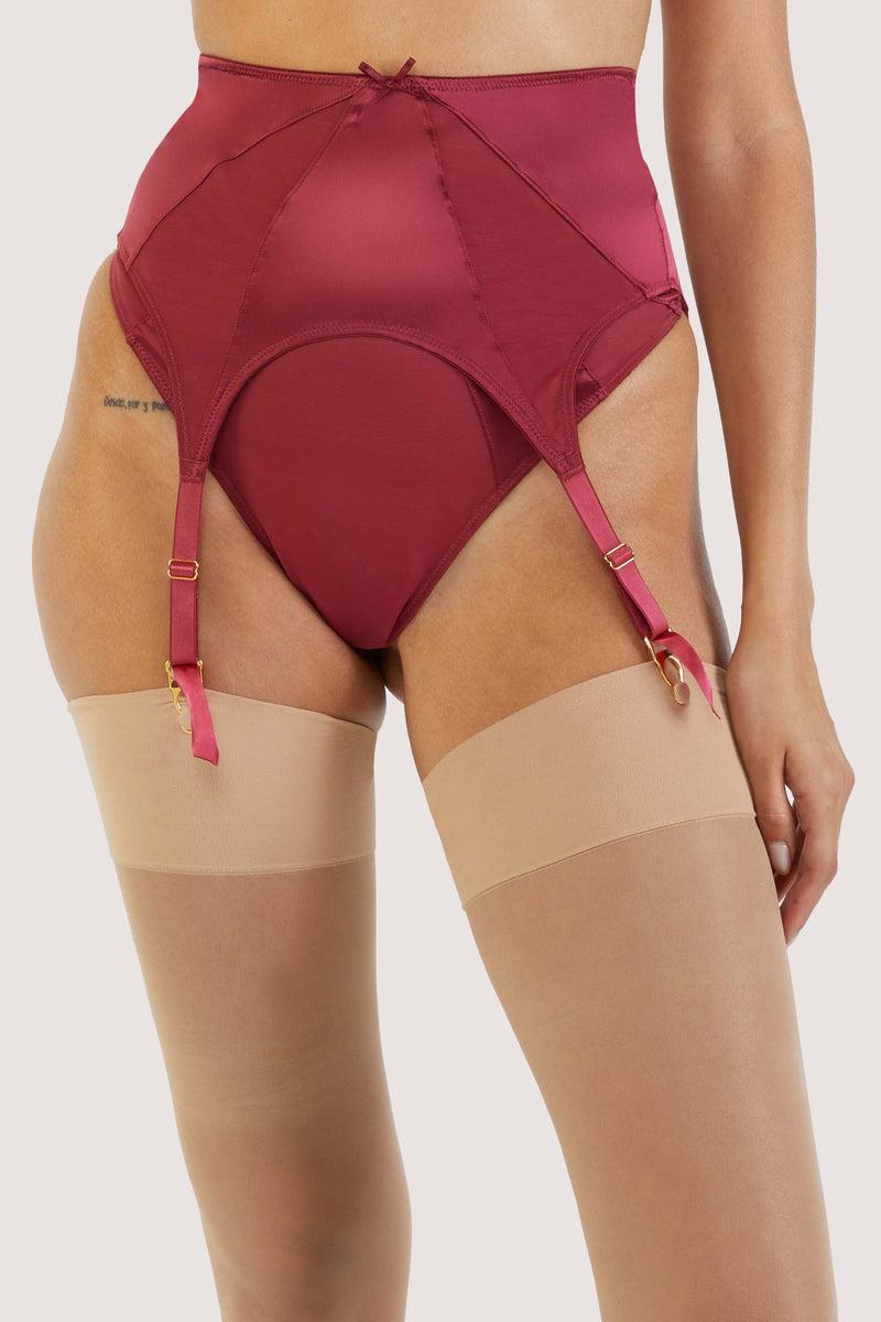 playful promises Etta Red Mesh And Satin Suspender Belt
