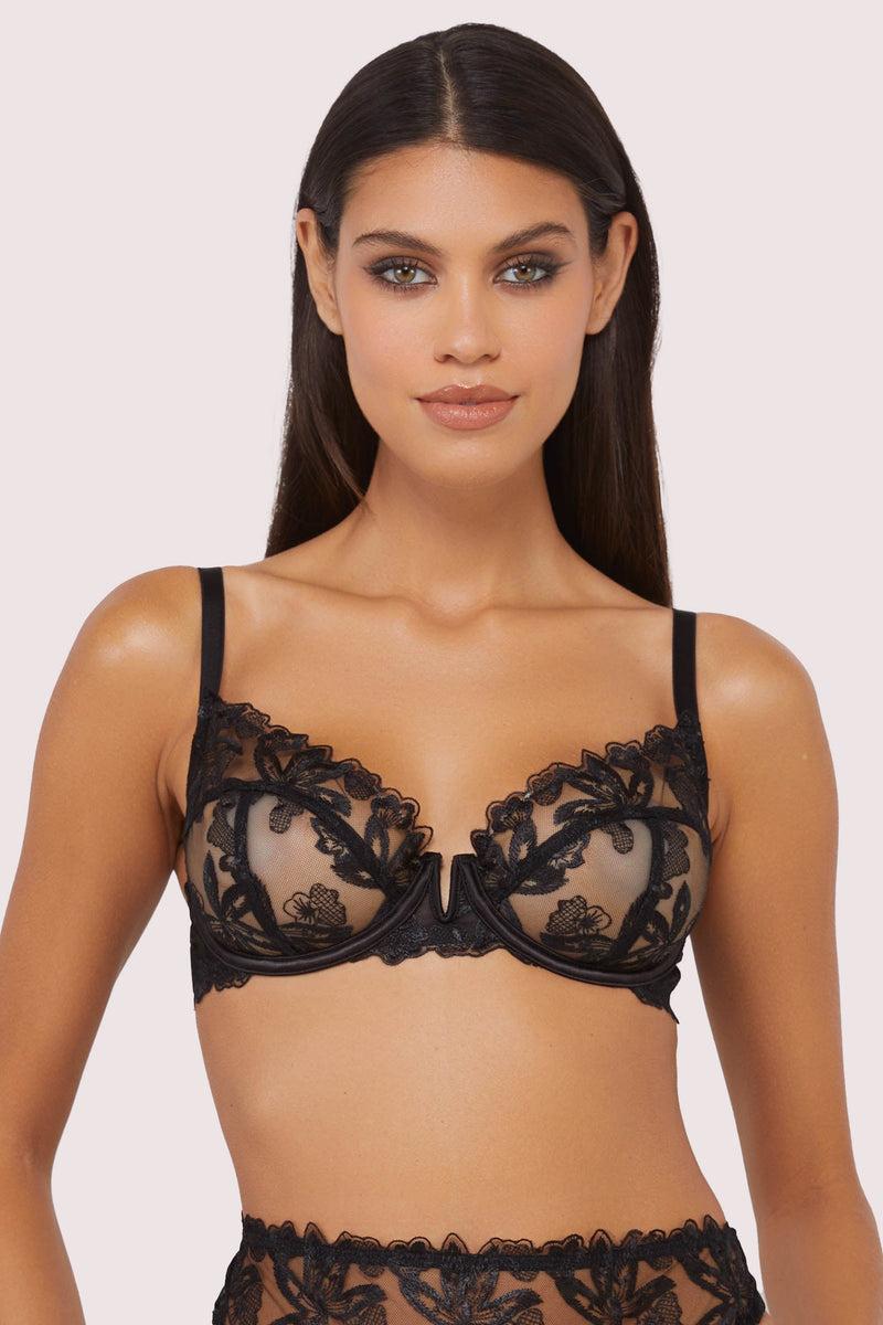 Playful Promises Eva Black Graphic Embroidery Balconette Bra
