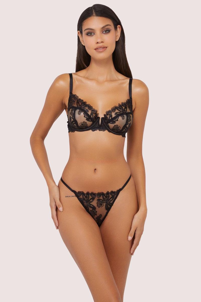 Playful Promises Eva Black Graphic Embroidery Thong