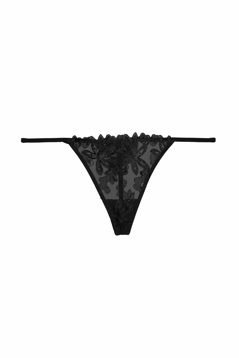 Playful Promises Eva Black Graphic Embroidery Thong