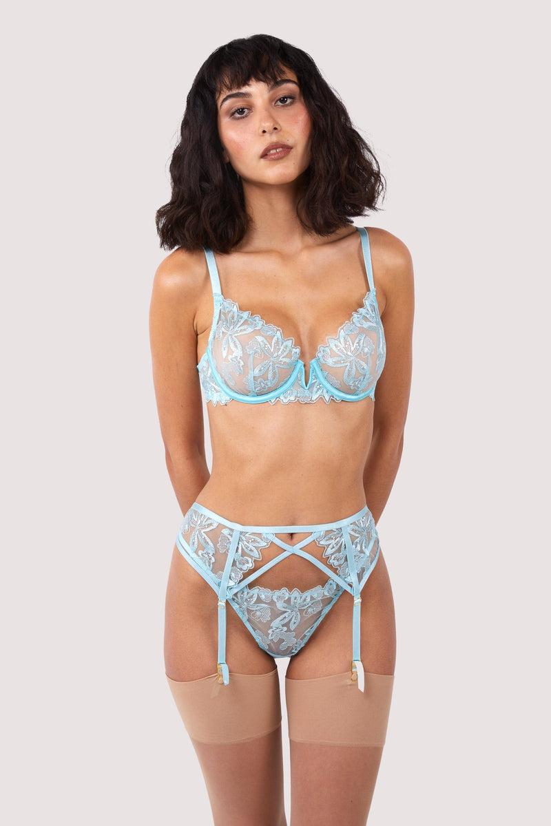 Playful Promises Eva Blue Graphic Embroidery Suspender