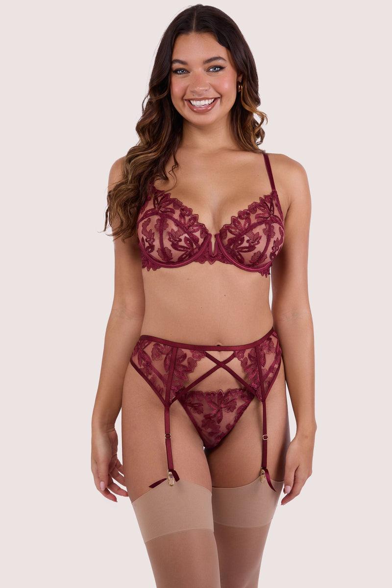 Playful Promises Eva Dark Cherry Graphic Embroidery Balconette Bra