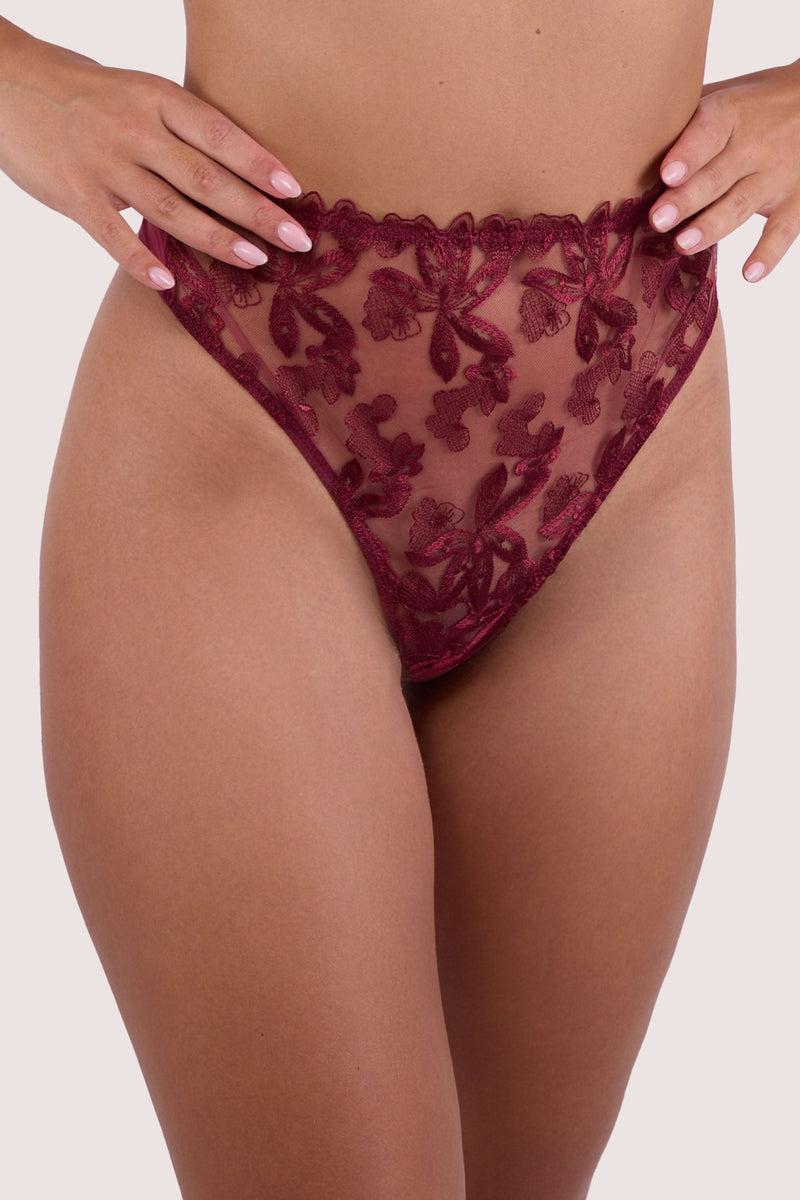 playful promises Eva Dark Cherry Graphic Embroidery High Waist Thong